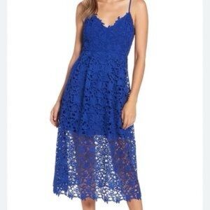 ASTR The Label Royal Blue Lace Midi Dress XXL Spaghetti Strap Cocktail Dress